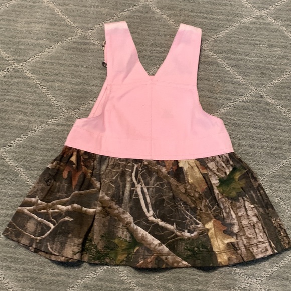 Outdoor Kids Pink & Camo Overall Dress 12m ** some fading in pink - Picture 3 of 5